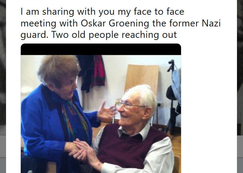 Eva Mozes Kor embracing Oskar Gröning