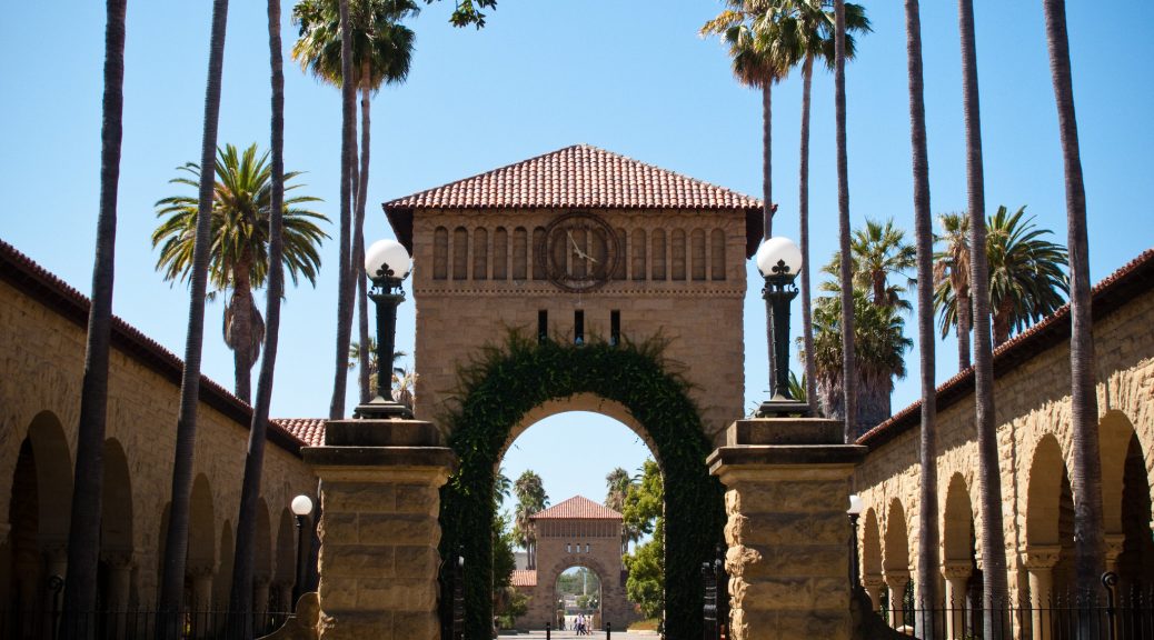 Looking towards the Main Quad from Green Library at Stanford University